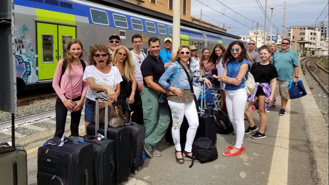 Cruise group at the Rome port train station