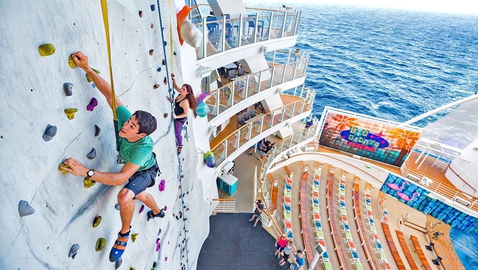 Rock climbing wall onboard ship