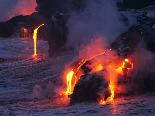Hawaii Lava Flow into Ocean