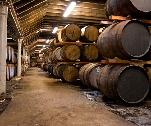 Whisky is distilled in casks